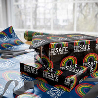 You Are Safe With Me Wrapping Paper Roll Retro Rainbow LGBTQ Ally Pride - Wonder Print Shop