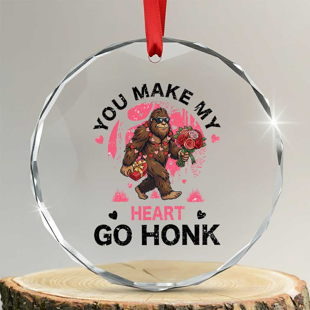 You Make My Heart Go Honk Crystal Glass Ornament Funny Bigfoot Valentine Meme - Wonder Print Shop