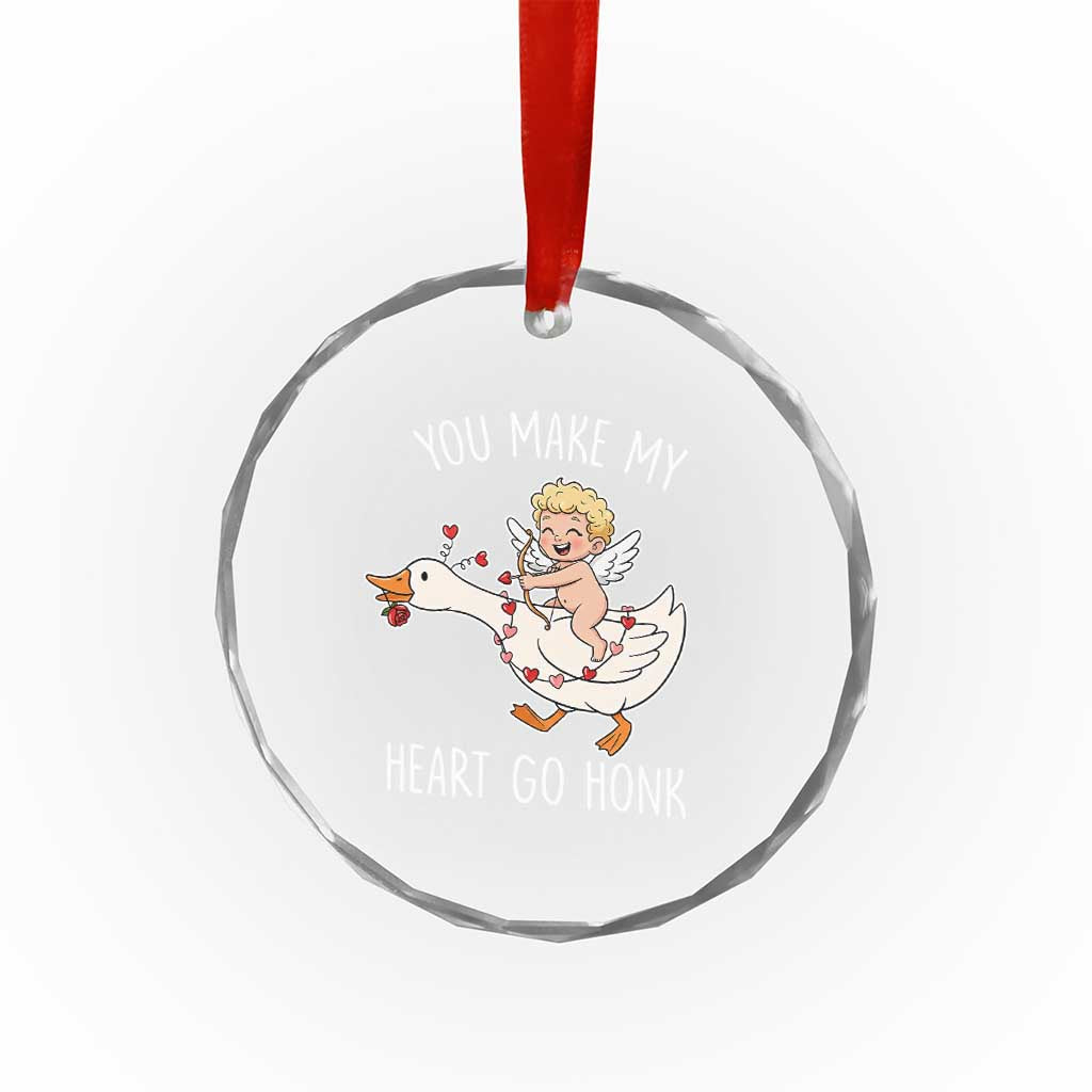 You Make My Heart Go Honk Crystal Glass Ornament Funny Valentine Goose - Wonder Print Shop
