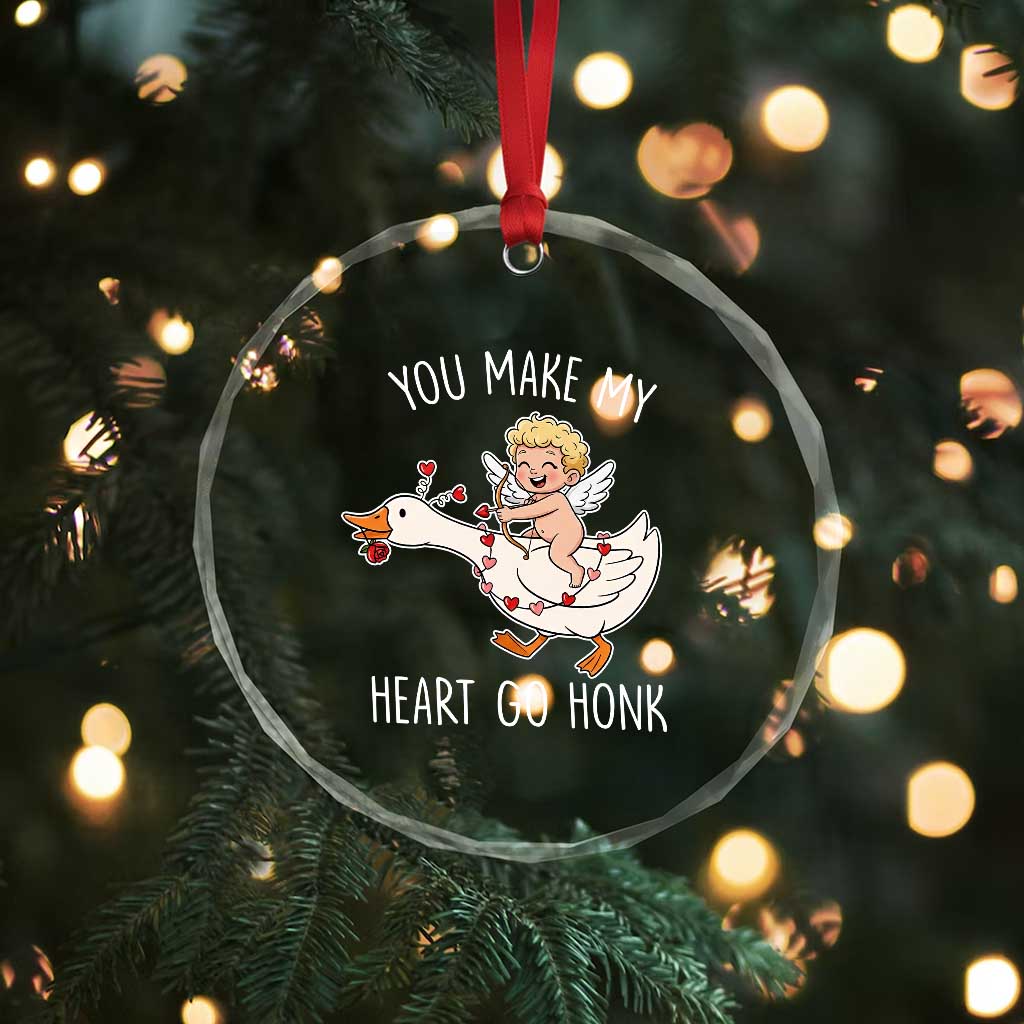 You Make My Heart Go Honk Crystal Glass Ornament Funny Valentine Goose - Wonder Print Shop
