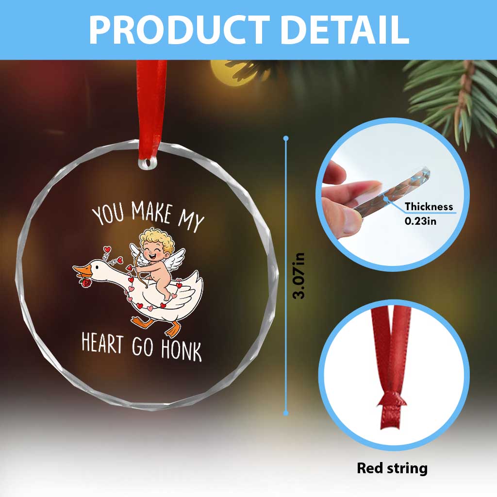 You Make My Heart Go Honk Crystal Glass Ornament Funny Valentine Goose - Wonder Print Shop