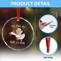 You Make My Heart Go Honk Crystal Glass Ornament Funny Valentine Goose - Wonder Print Shop