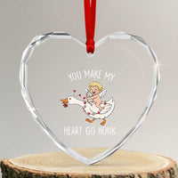 You Make My Heart Go Honk Heart Crystal Glass Ornament Funny Valentine Goose - Wonder Print Shop