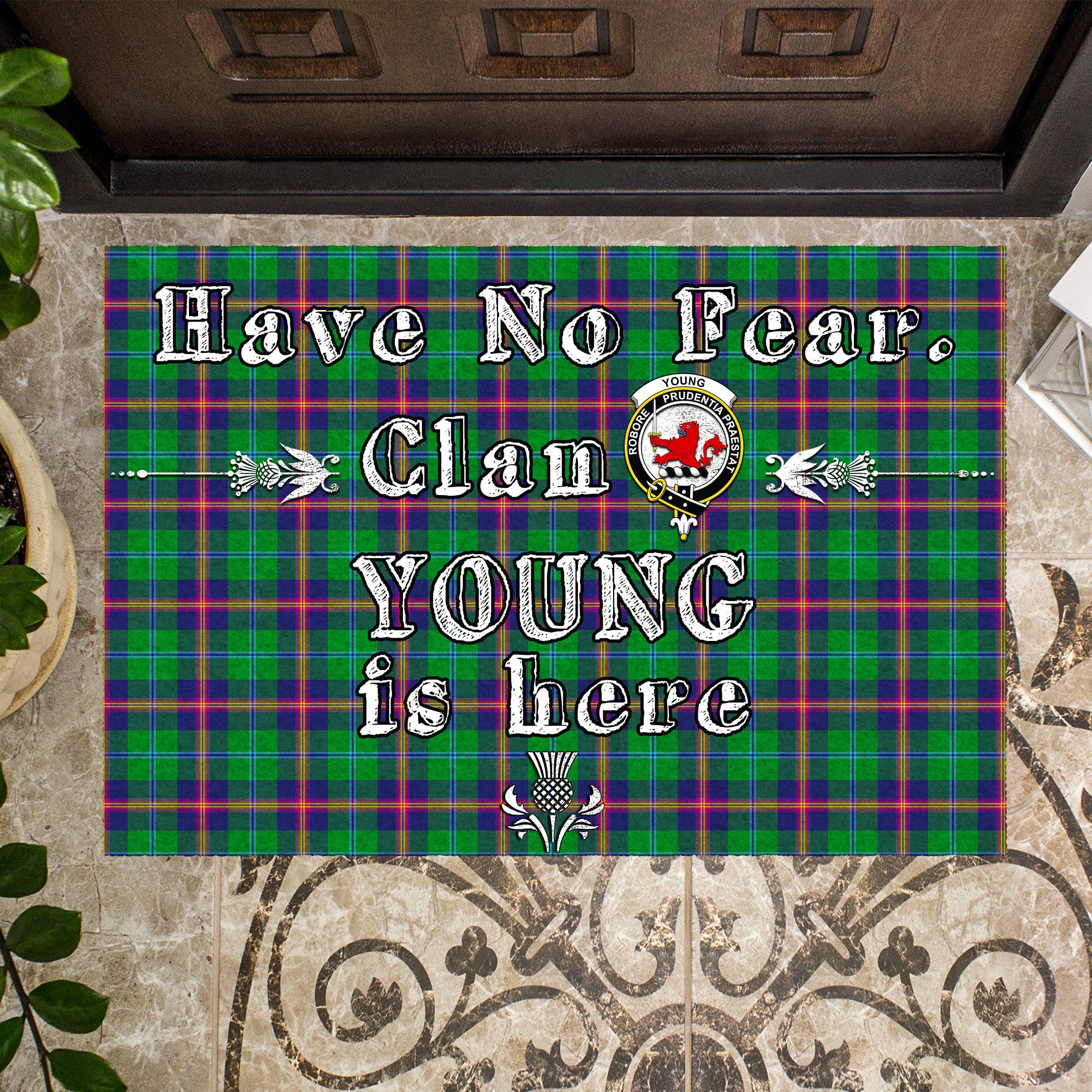 young-modern-clan-tartan-door-mat-family-crest-have-no-fear-tartan-door-mat