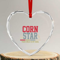 Your Hole is My Goal Inappropriate Cornhole Heart Crystal Glass Ornament Funny Naughty Adult Humor Cornstar