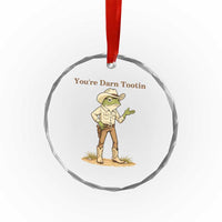 You're Darn Tootin Crystal Glass Ornament Funny Cowboy Frog Meme