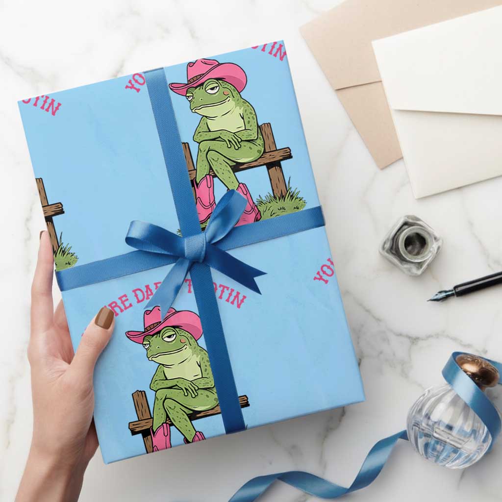 You're Darn Tootin Wrapping Paper Roll Funny Cowgirl Frog Sarcastic Meme