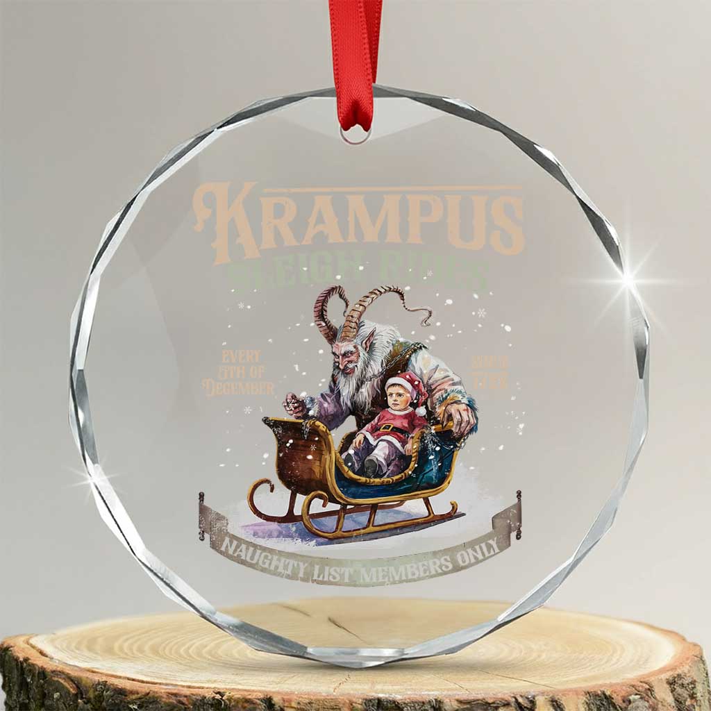 Yule Crystal Glass Ornament Krampus Sleigh Rides For Naughty List Members Only Xmas TS11