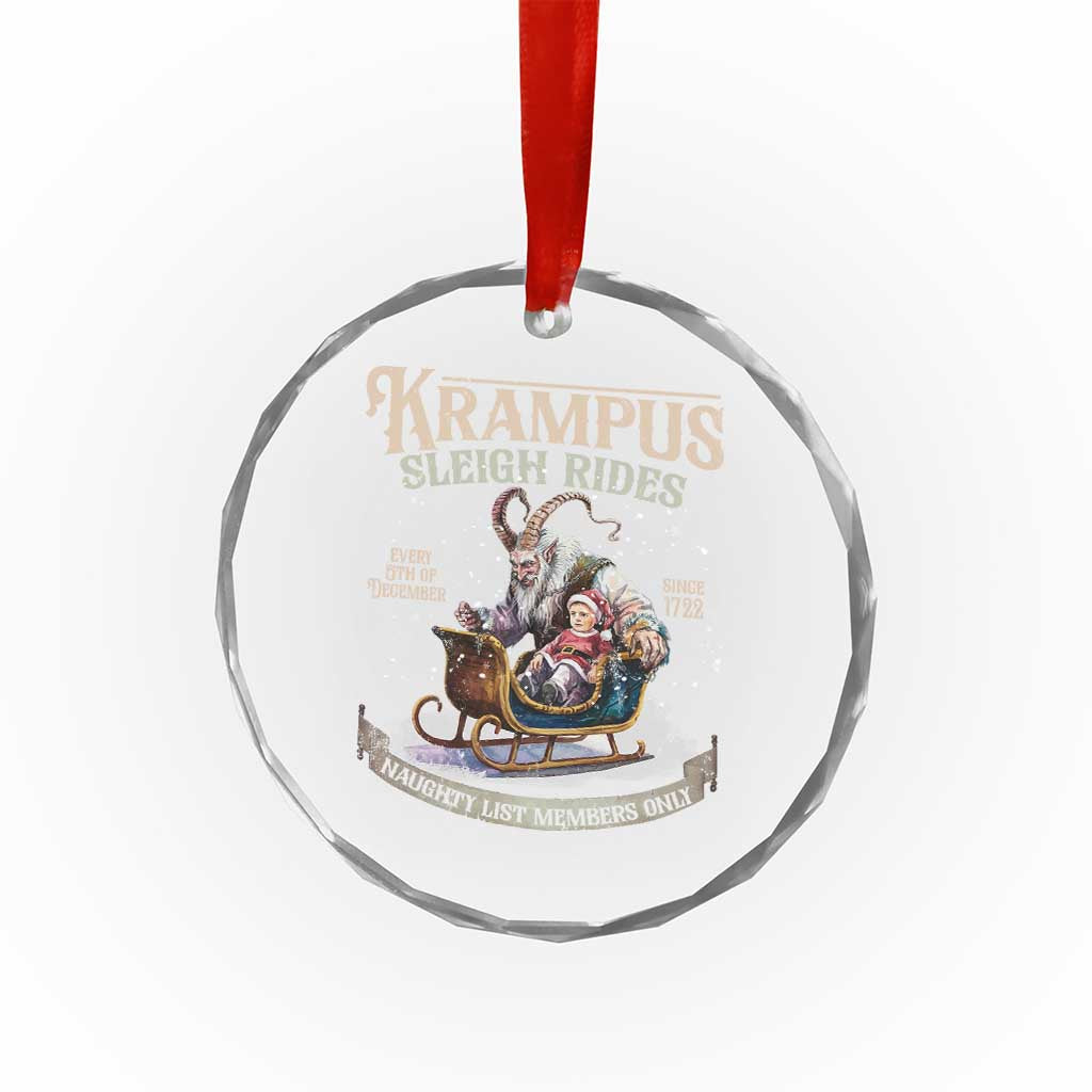 Yule Crystal Glass Ornament Krampus Sleigh Rides For Naughty List Members Only Xmas TS11
