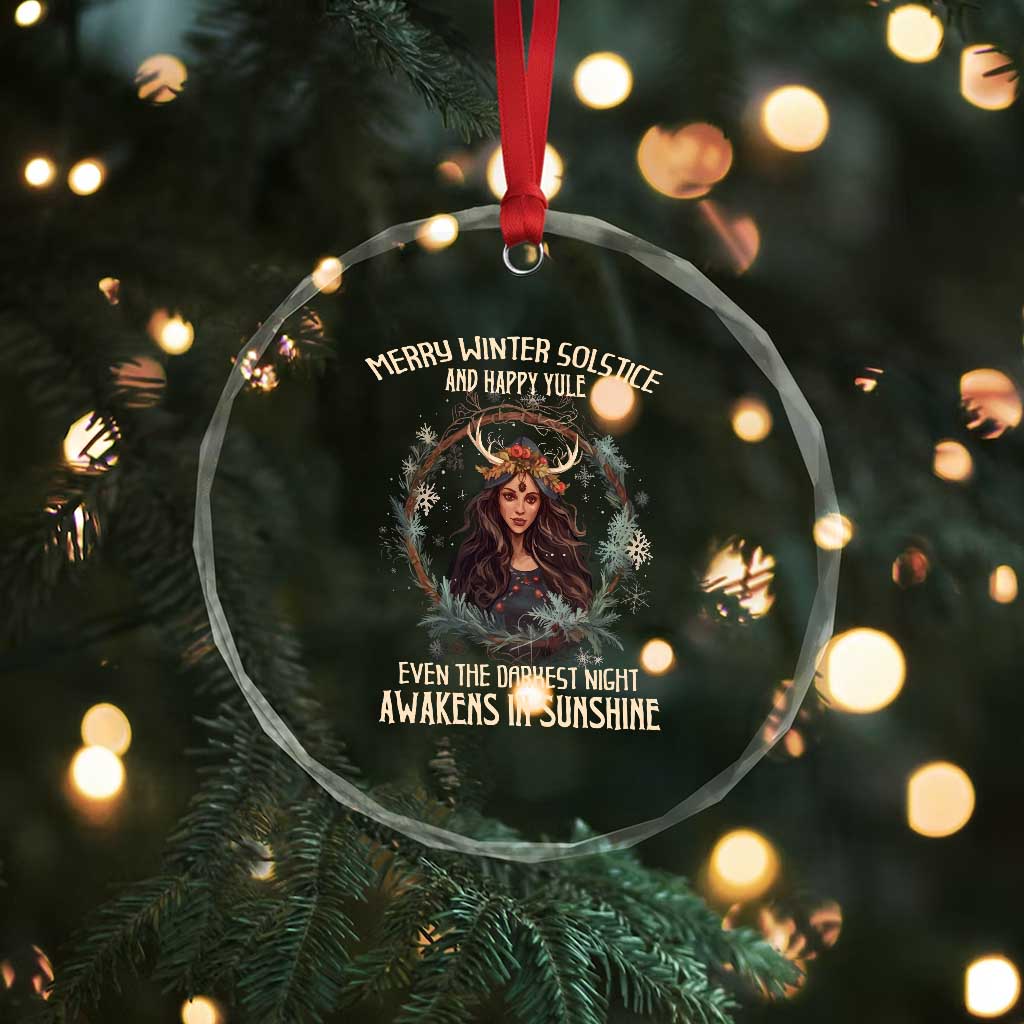 Yule Crystal Glass Ornament Merry Winter Solstice Awakens In Sunshine TS09