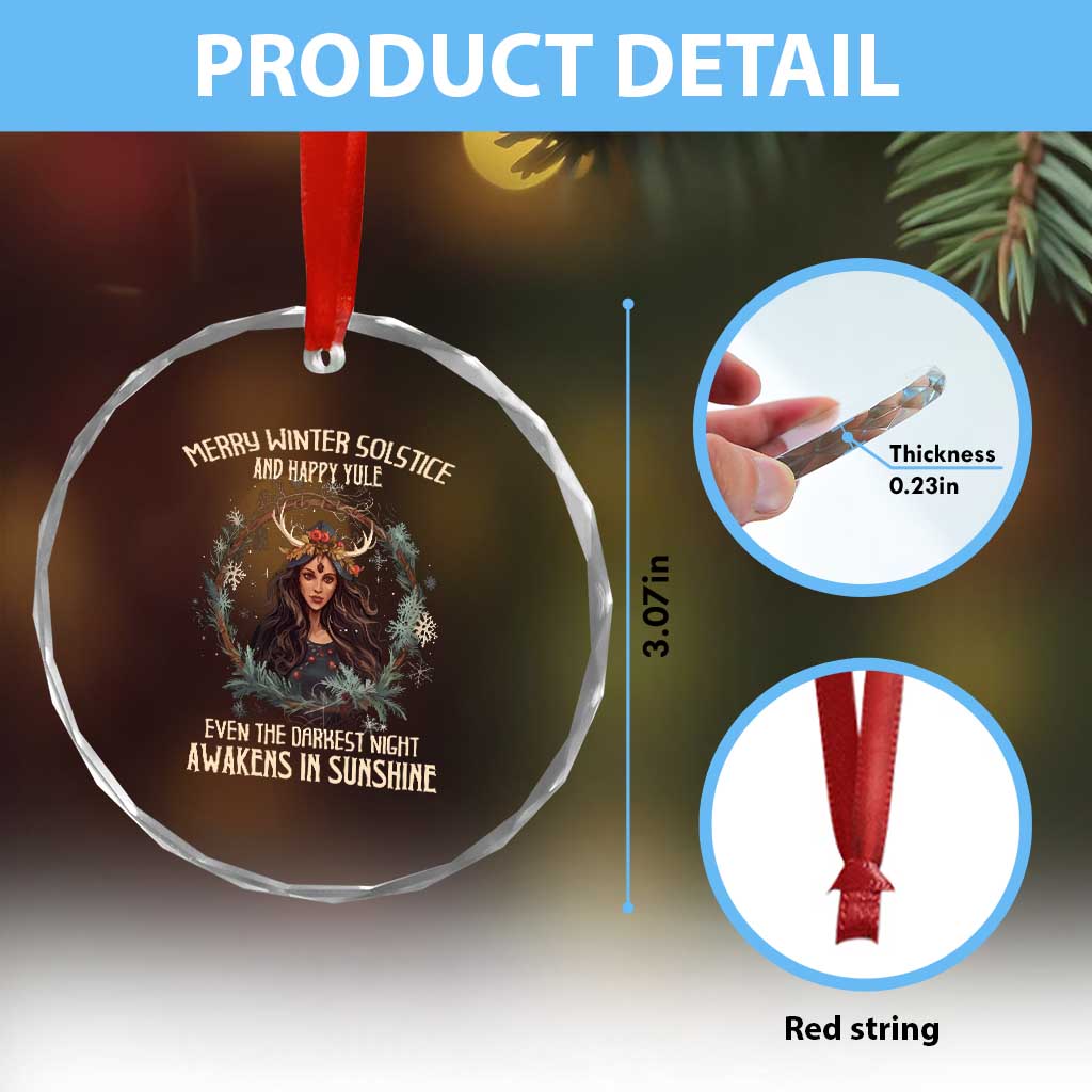 Yule Crystal Glass Ornament Merry Winter Solstice Awakens In Sunshine TS09