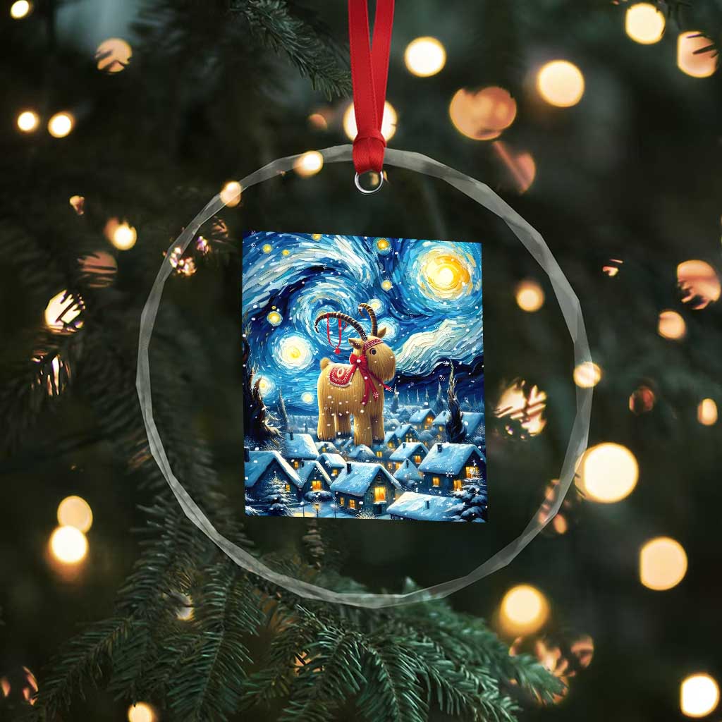 Yule Goat Crystal Glass Ornament Yule Starry Night Winter Solstice Xmas Vincent Van Gogh TS11