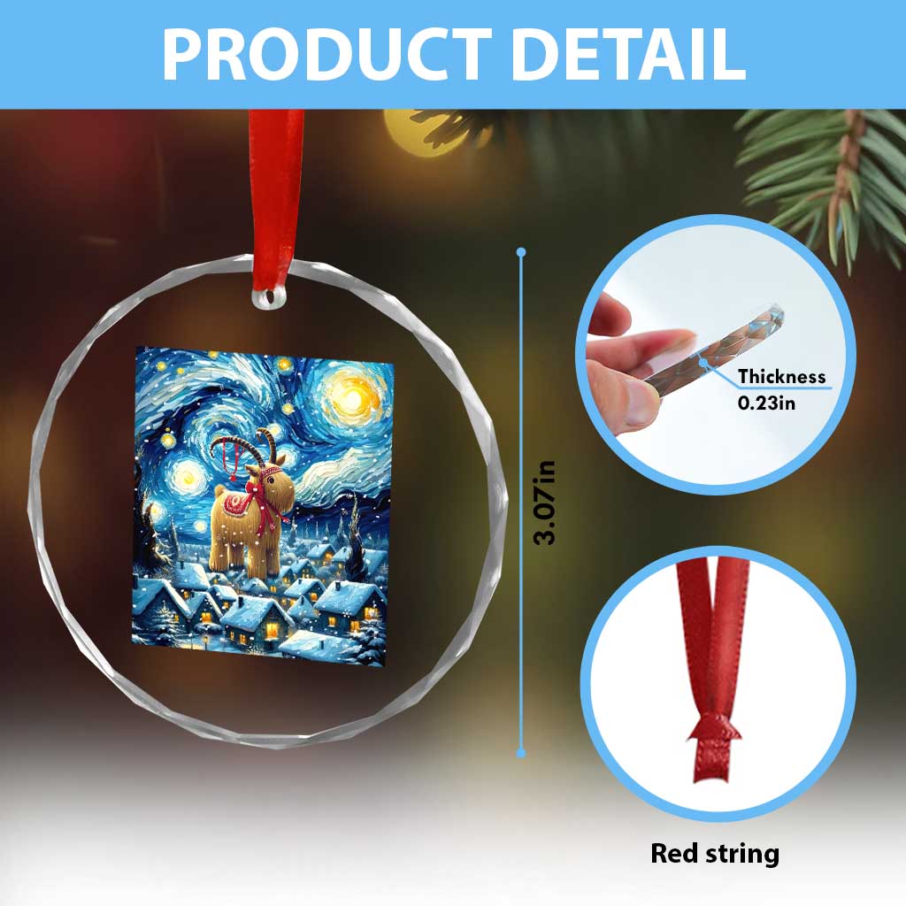 Yule Goat Crystal Glass Ornament Yule Starry Night Winter Solstice Xmas Vincent Van Gogh TS11