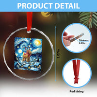 Yule Goat Crystal Glass Ornament Yule Starry Night Winter Solstice Xmas Vincent Van Gogh TS11