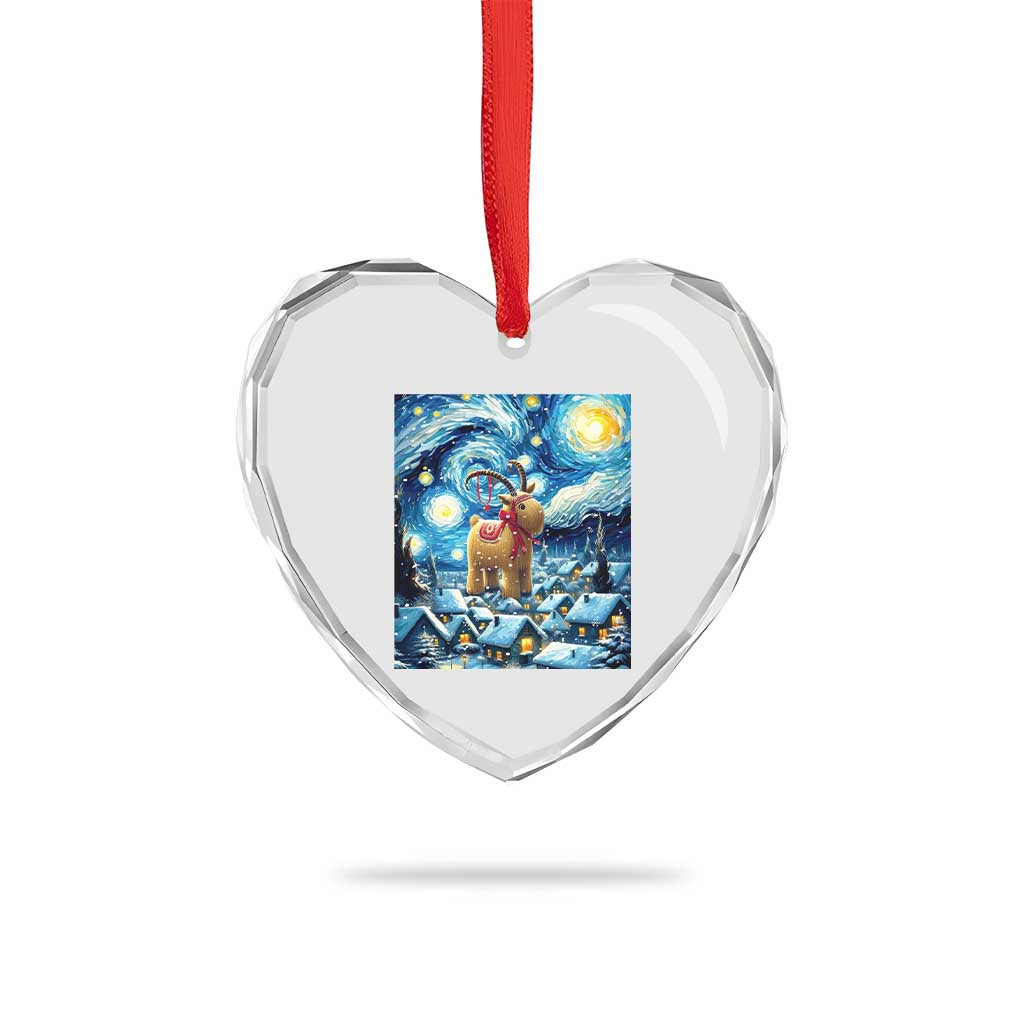 Yule Goat Heart Crystal Glass Ornament Yule Starry Night Winter Solstice Xmas Vincent Van Gogh - Wonder Print Shop