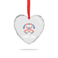 Yule God Jul Heart Crystal Glass Ornament Folk Art Scandinavian Reindeers - Wonder Print Shop