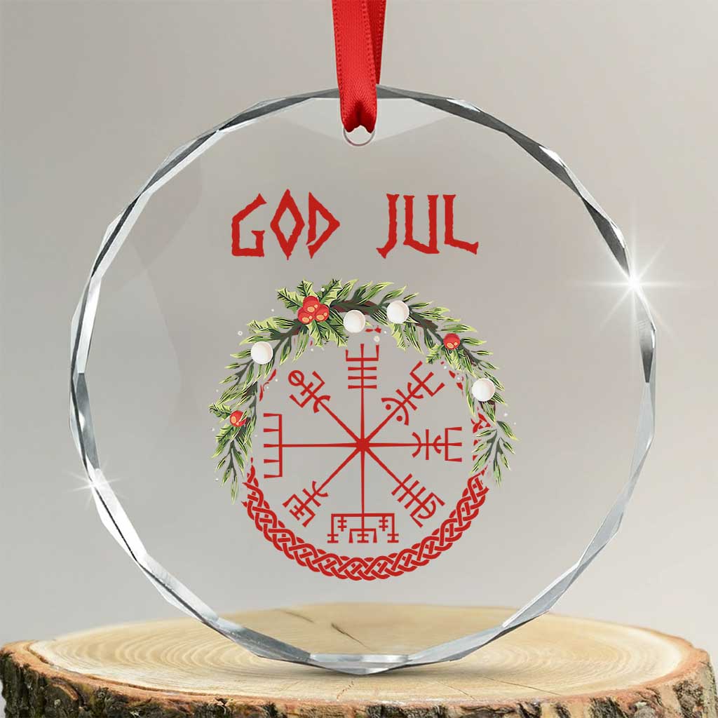 Yule Pagan Crystal Glass Ornament God Jul Christmas Nordic Vegvisir Wreath TS11