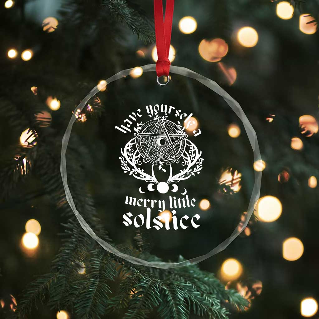 Yule Pagan Crystal Glass Ornament Have Yourself A Merry Little Solstice Vintage Pentagram TS11