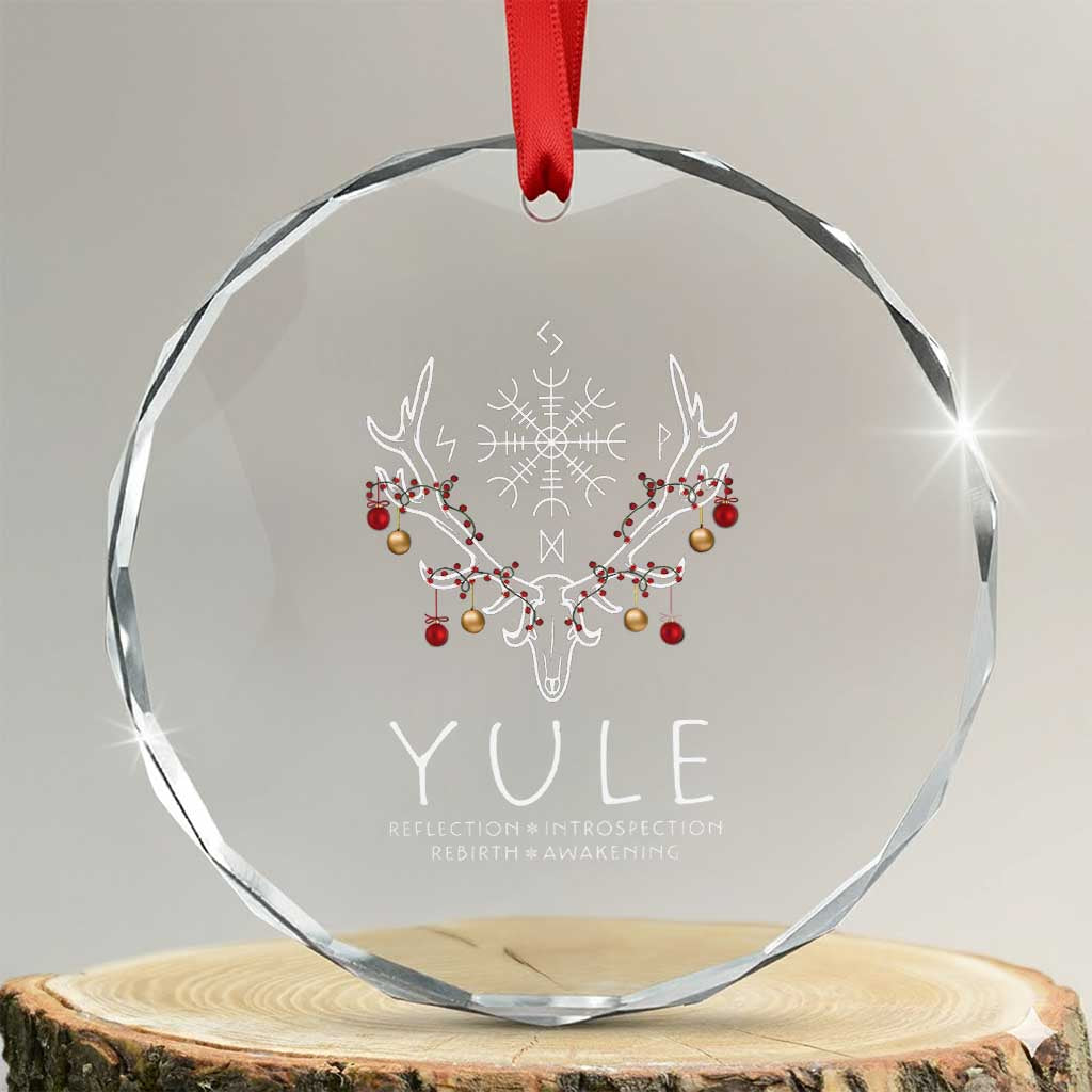Yule Pagan Crystal Glass Ornament Reflection Introspection Rebirth Awakening Vegvísir Symbol TS11
