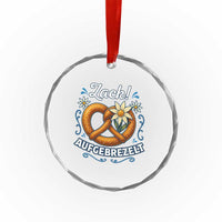 Zack Aufgebrezelt Oktoberfest Crystal Glass Ornament Funny Bavarian Pretzel Edelweiss Blue TS02