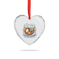Zack Aufgebrezelt Oktoberfest Heart Crystal Glass Ornament Funny Bavarian Pretzel Edelweiss Blue - Wonder Print Shop