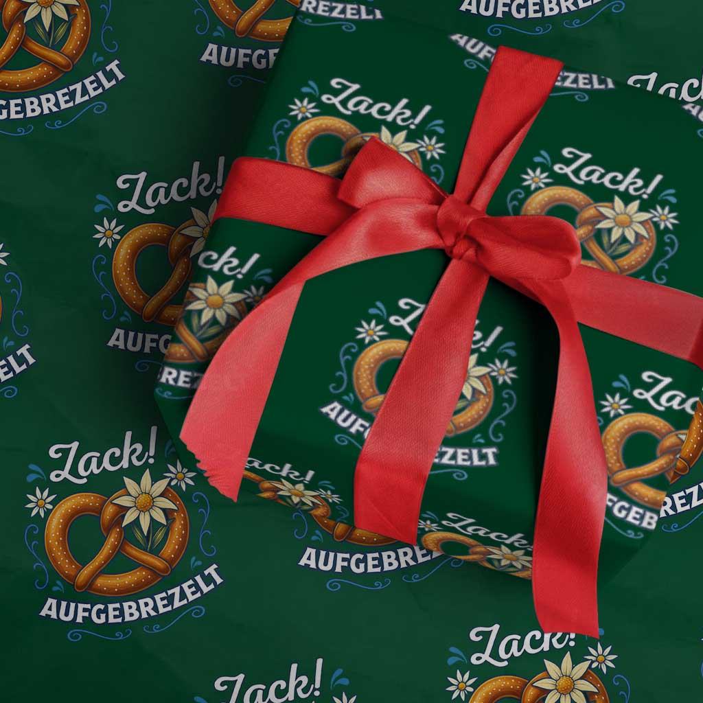 Zack Aufgebrezelt Oktoberfest Wrapping Paper Roll Funny Bavarian Pretzel Edelweiss Blue - Wonder Print Shop