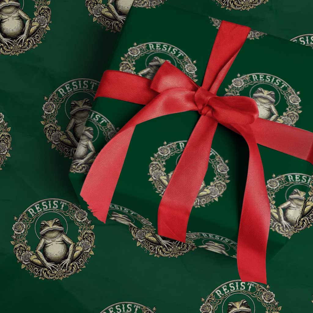Zen Frog Resist Wrapping Paper Roll Sacred Resistance Protest Ornate Style Graphic - Wonder Print Shop
