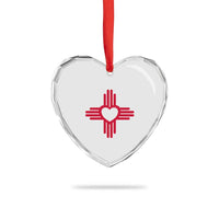 Zia Heart Symbol New Mexico Flag Shirt New Mexican Pride Heart Crystal Glass Ornament