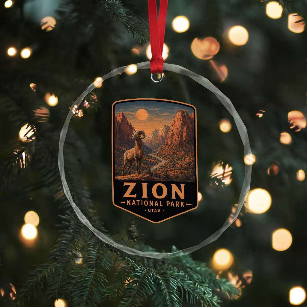 Zion National Park Crystal Glass Ornament Vintage The Narrows Utah Bighorn Sheep
