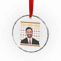 Zo Ho Ho Ugly Christmas Sweater Crystal Glass Ornament Funny Zohran Mamdani Holiday - Wonder Print Shop