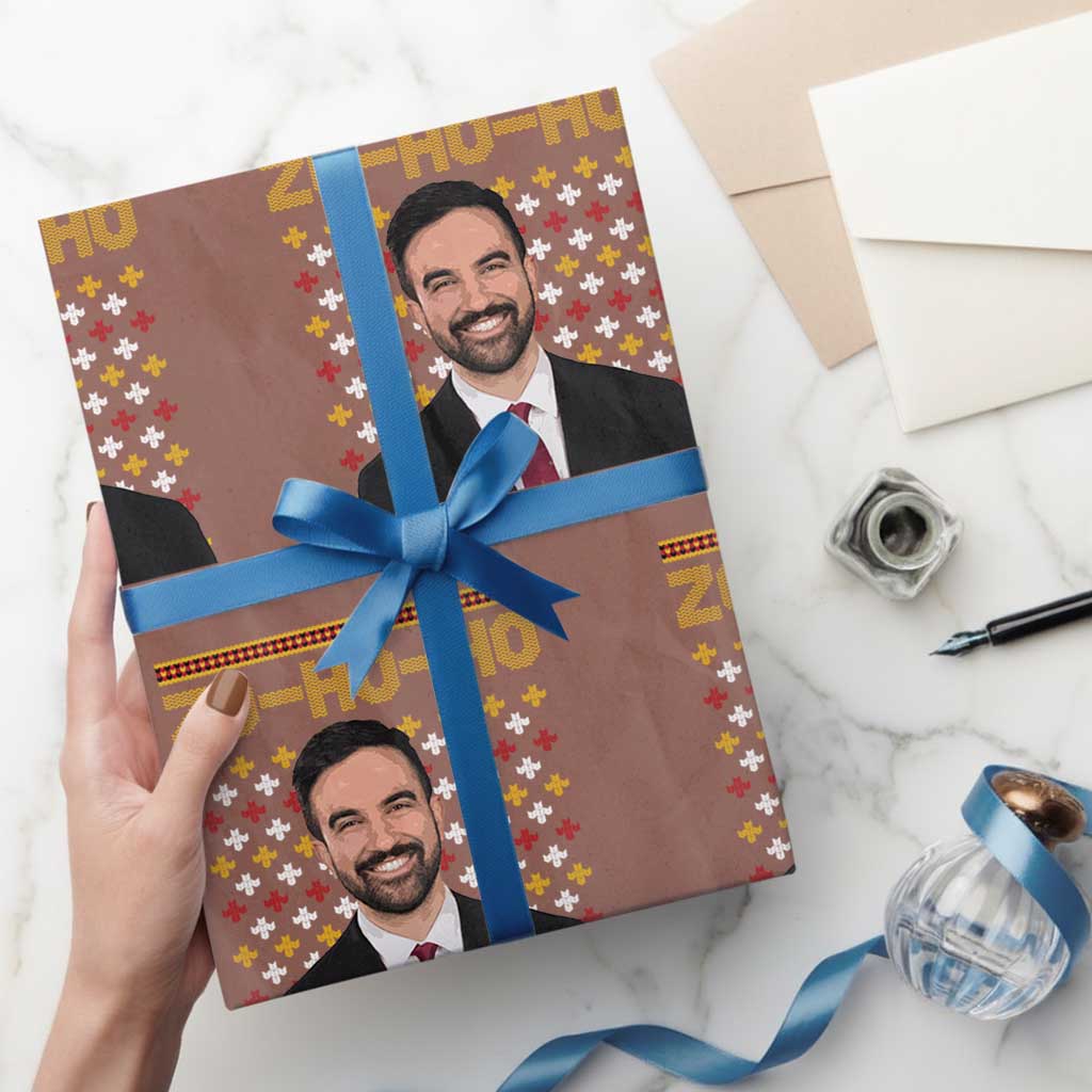 Zo Ho Ho Ugly Christmas Sweater Wrapping Paper Roll Funny Zohran Mamdani Holiday - Wonder Print Shop