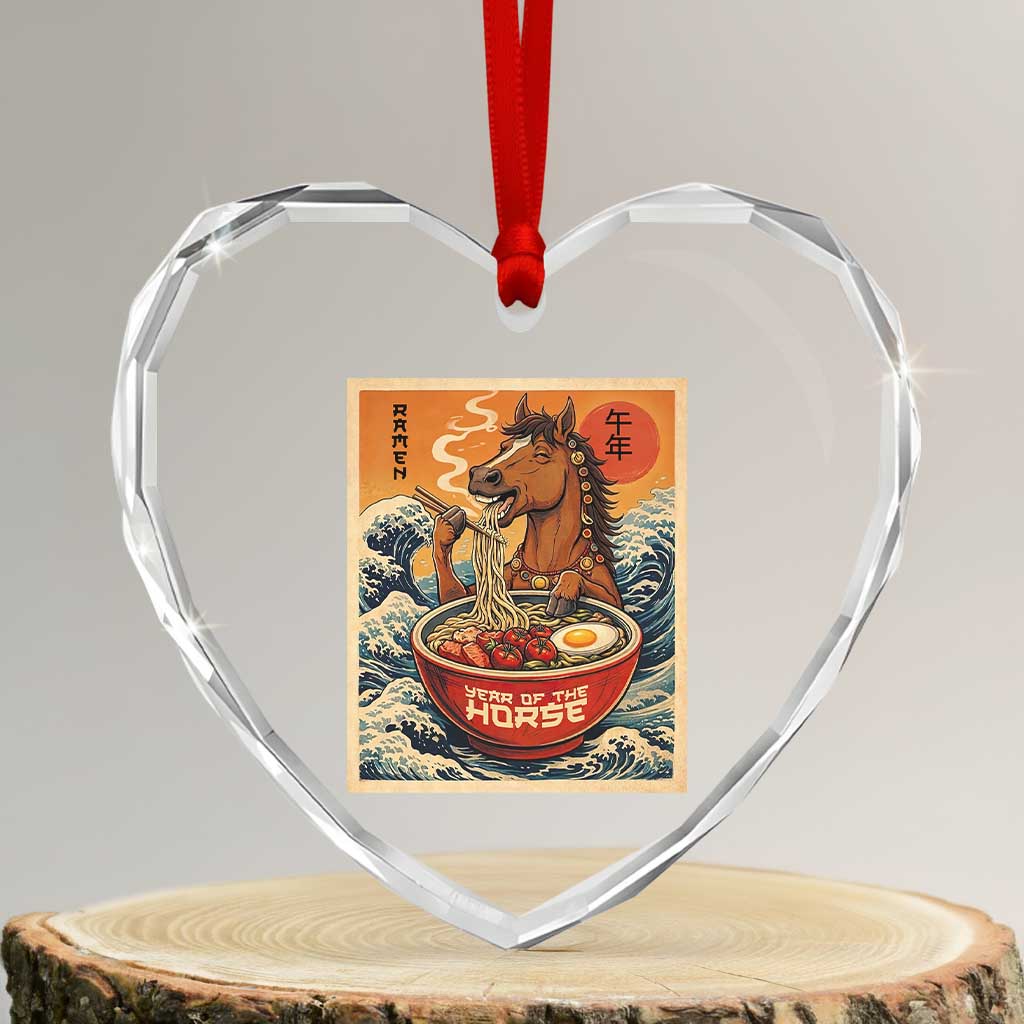 Zodiac Lunar New Year Of The Horse 2026 Heart Crystal Glass Ornament Ramen Lovers