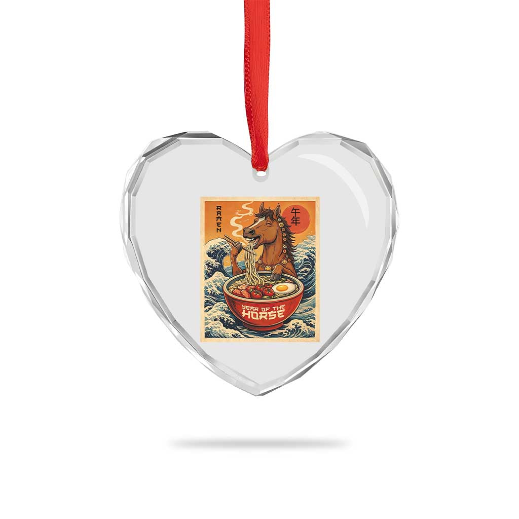 Zodiac Lunar New Year Of The Horse 2026 Heart Crystal Glass Ornament Ramen Lovers