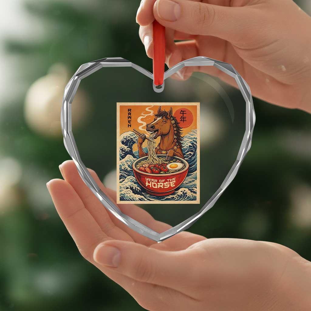 Zodiac Lunar New Year Of The Horse 2026 Heart Crystal Glass Ornament Ramen Lovers