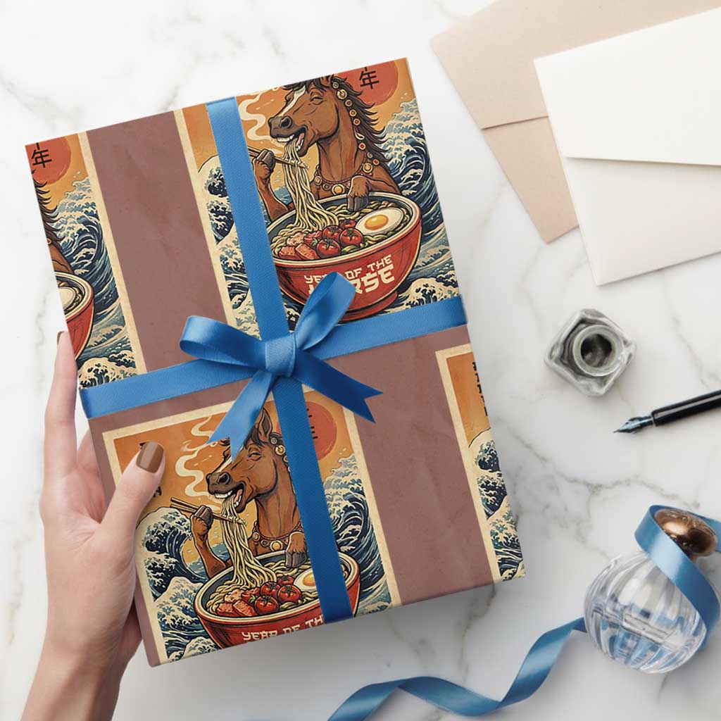 Zodiac Lunar New Year Of The Horse 2026 Wrapping Paper Roll Ramen Lovers