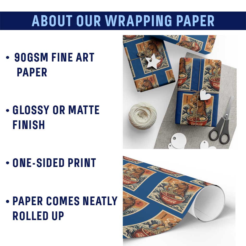 Zodiac Lunar New Year Of The Horse 2026 Wrapping Paper Roll Ramen Lovers