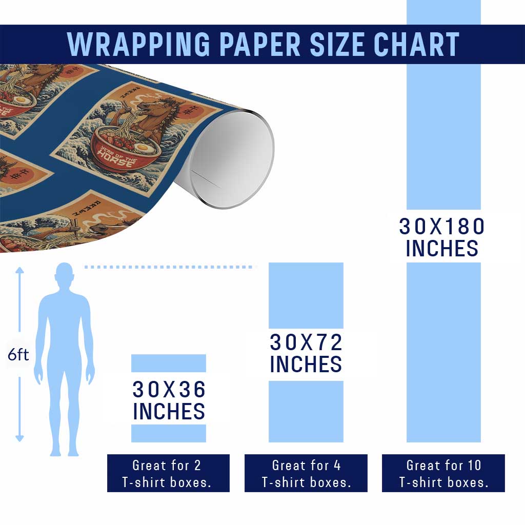 Zodiac Lunar New Year Of The Horse 2026 Wrapping Paper Roll Ramen Lovers