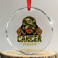Zodiac Queen Cancer Season Retro Camo Camouflage Graphic Crystal Glass Ornament June July Horoscope Birthday Gift Melanin Women