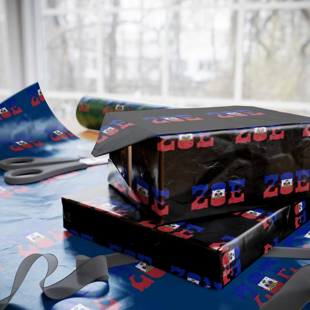 Zoe Haitian Pride Wrapping Paper Roll Haiti Flag Culture Heritage Pride