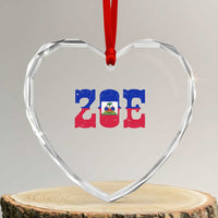 Zoe Haitian Pride Heart Crystal Glass Ornament Haiti Flag Culture Heritage Pride