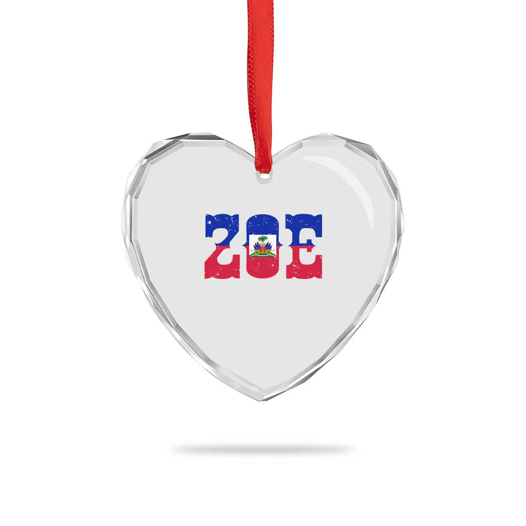 Zoe Haitian Pride Heart Crystal Glass Ornament Haiti Flag Culture Heritage Pride