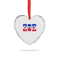Zoe Haitian Pride Heart Crystal Glass Ornament Haiti Flag Culture Heritage Pride
