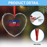 Zoe Haitian Pride Heart Crystal Glass Ornament Haiti Flag Culture Heritage Pride
