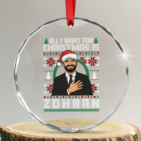 Zohran Mamdani Christmas Crystal Glass Ornament All I Want For Xmas Is New York City - Wonder Print Shop