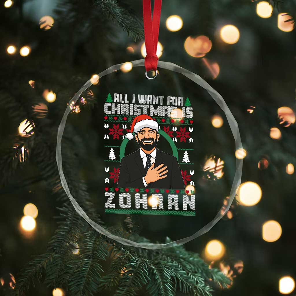 Zohran Mamdani Christmas Crystal Glass Ornament All I Want For Xmas Is New York City - Wonder Print Shop