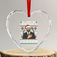 Zohran Mamdani Christmas Heart Crystal Glass Ornament All I Want For Xmas Is New York City - Wonder Print Shop