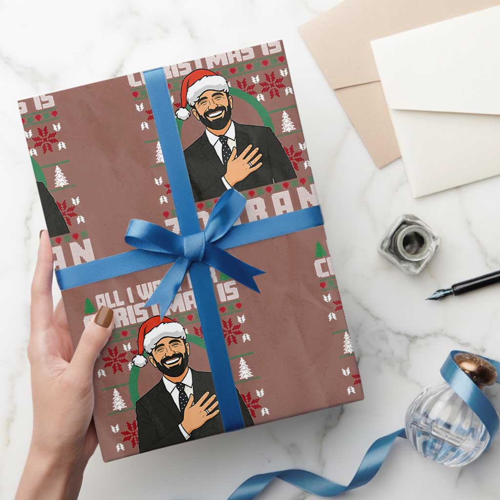 Zohran Mamdani Christmas Wrapping Paper Roll All I Want For Xmas Is New York City - Wonder Print Shop