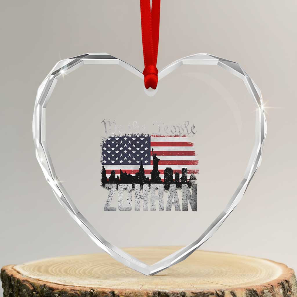 Zohran Mamdani Groovy Flowers Heart Crystal Glass Ornament Retro Style TS02