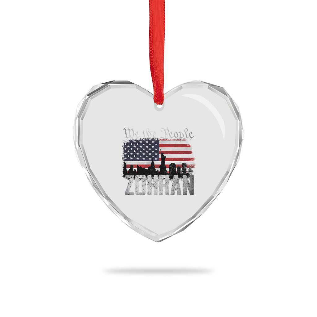 Zohran Mamdani Groovy Flowers Heart Crystal Glass Ornament Retro Style TS02
