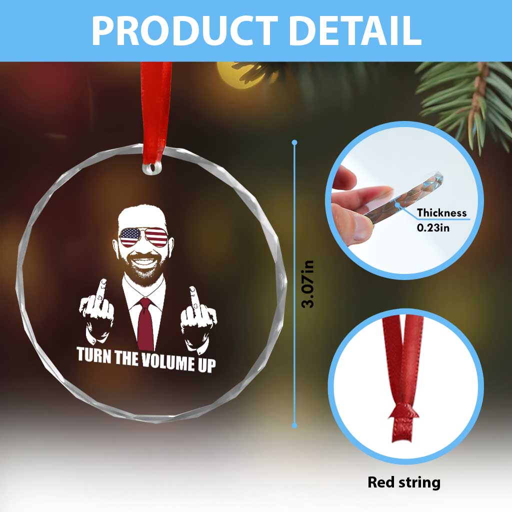 Zohran Mamdani Hope Crystal Glass Ornament Zoharan Mamdani USA Flag Funny Middle Finger - Wonder Print Shop